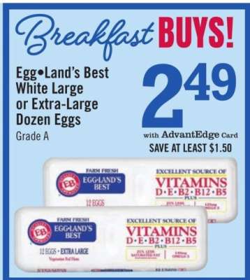 Egg•Land’s Best White Large or Extra Large Dozen Eggs