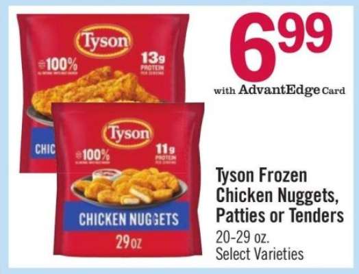 Tyson Frozen Chicken Nuggets, Patties or Tenders