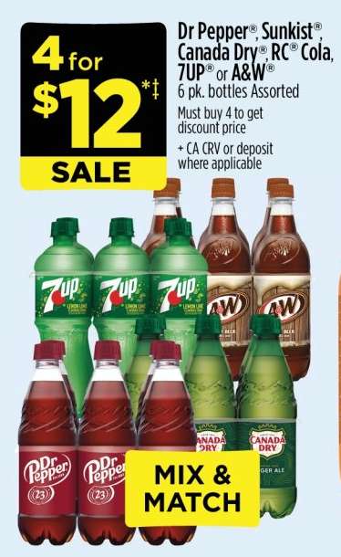 Dr Pepper®, Sunkist®, Canada Dry®, RC® Cola, 7UP® or A&W®