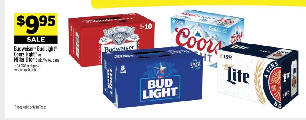 Budweiser, Bud Light, Coors Light, Miller Lite