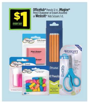 OfficeHub™ Pencils 12 ct., iMagine™ Pencil Sharpener or Erasers Assorted or Westcott® Kids Scissors 1 ct.