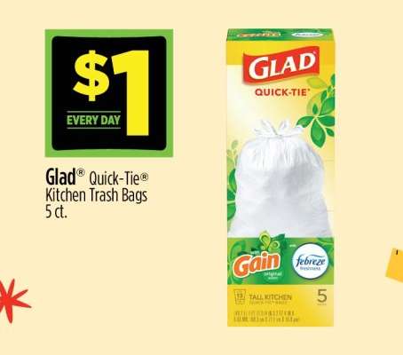 Glad Quick-Tie Kitchen Trash Bags 5 ct.