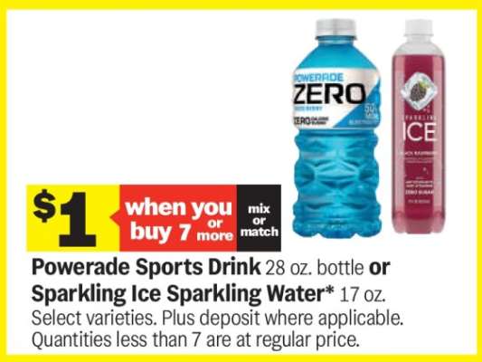 Powerade Sports Drink or Sparkling Ice Sparkling Water
