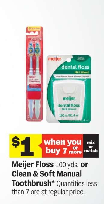 Meijer Floss or Clean & Soft Manual Toothbrush