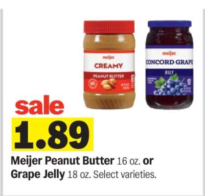 Meijer Peanut Butter or Grape Jelly