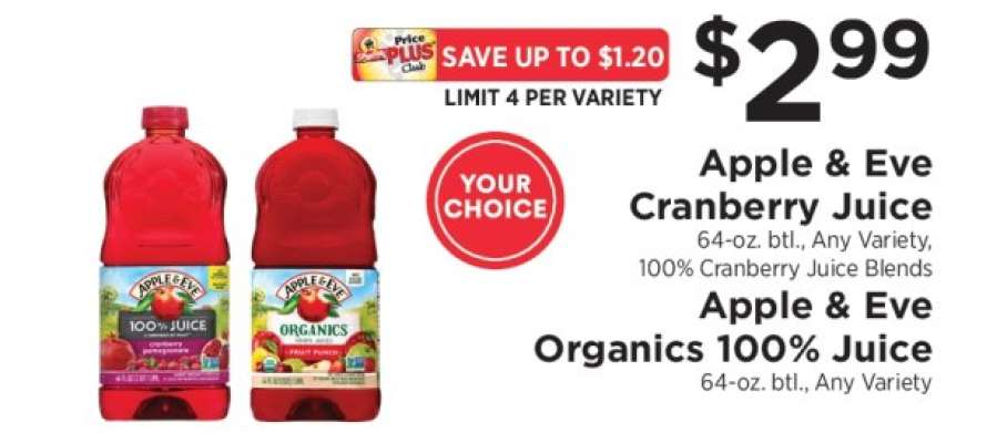 Apple & Eve Cranberry Juice / Apple & Eve Organics 100% Juice