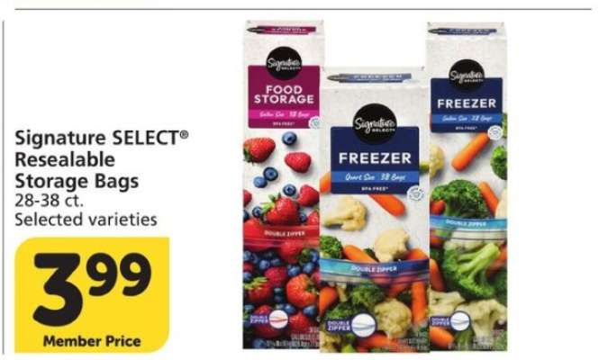 Signature SELECT Resealable Storage Bags