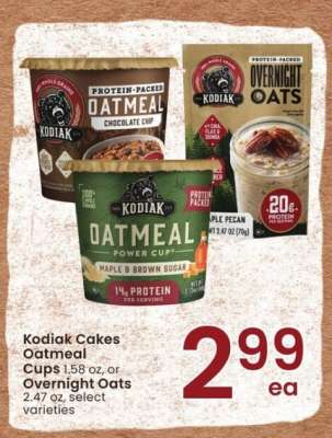 Kodiak Cakes Oatmeal Cups or Overnight Oats