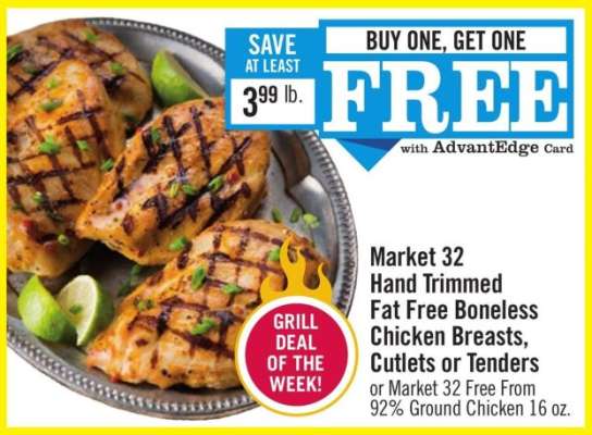 Market 32 Hand Trimmed Fat Free Boneless Chicken Breasts, Cutlets or Tenders