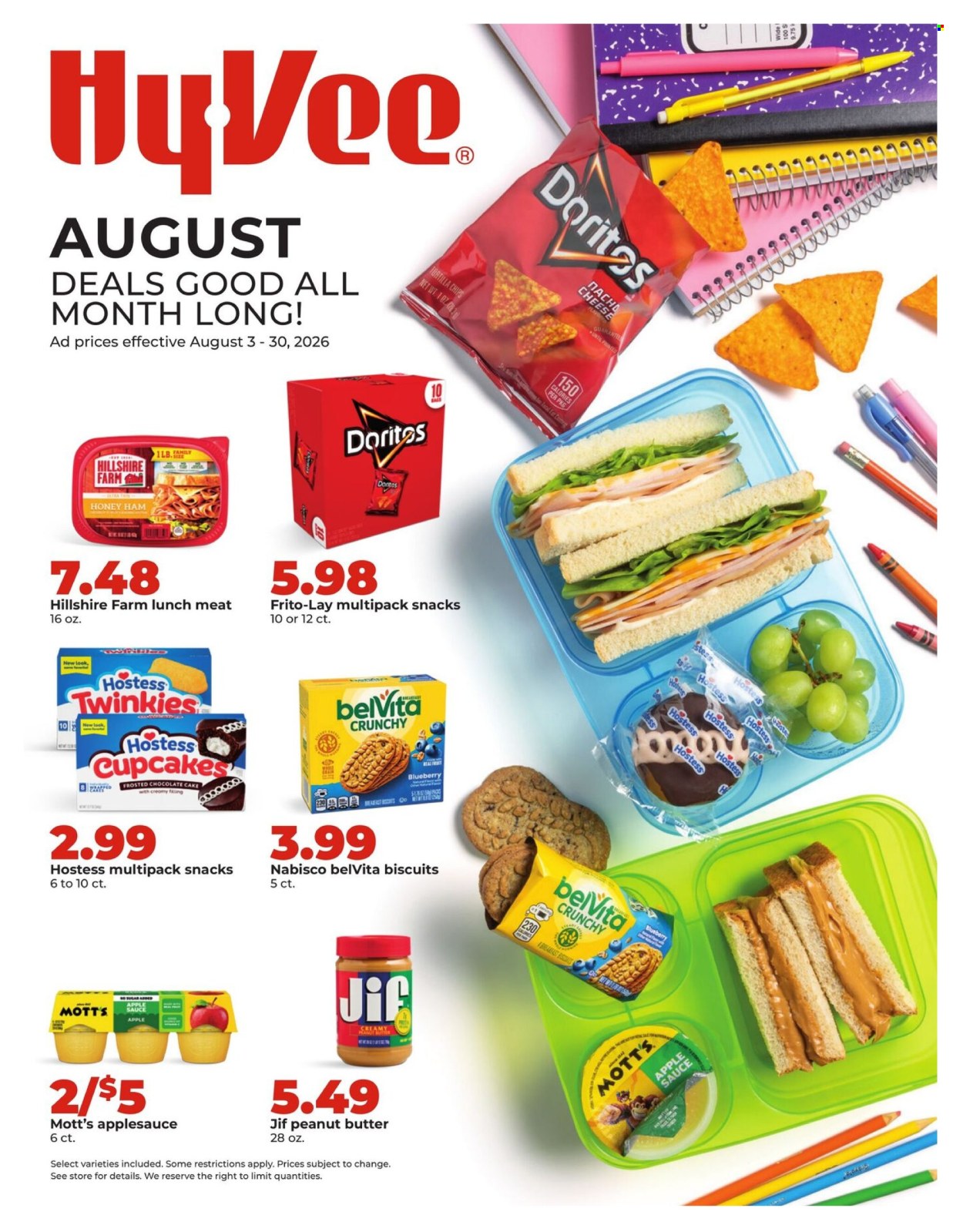 Hy-Vee ad  - 08.03.2026 - 08.30.2026. Page 1