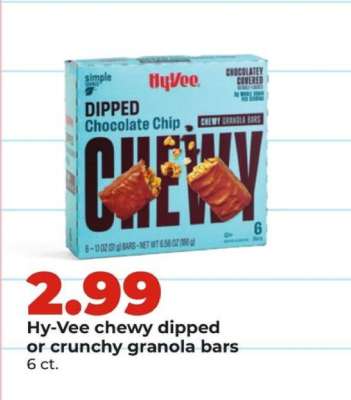 Hy-Vee chewy dipped or crunchy granola bars