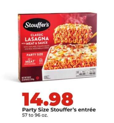 Party Size Stouffer’s entrée