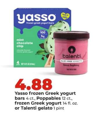 Yasso frozen Greek yogurt bars or Talenti gelato