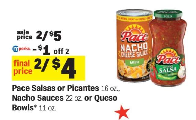 Pace Salsas or Picantes, Nacho Sauces or Queso Bowls