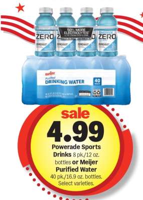 Powerade Sports Drinks or Meijer Purified Water