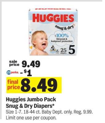 Huggies Jumbo Pack Snug & Dry Diapers