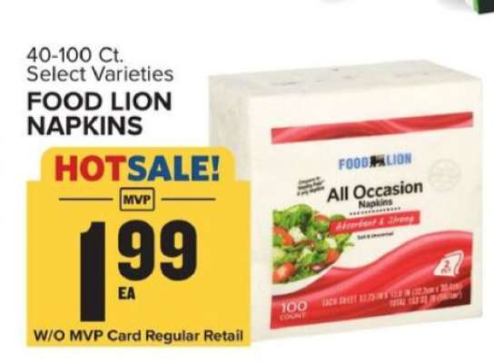 FOOD LION NAPKINS