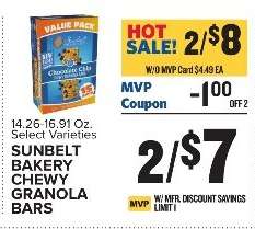 SUNBELT BAKERY CHEWY GRANOLA BARS