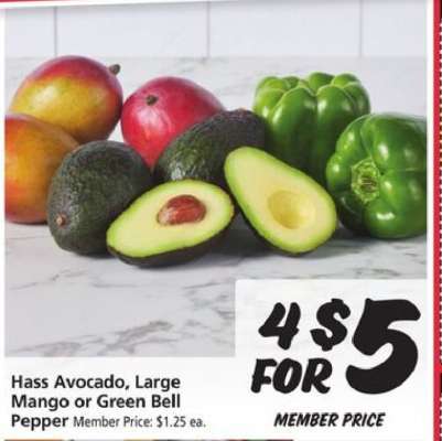 Hass Avocado, Large Mango or Green Bell Pepper