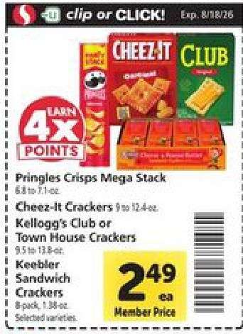 Cheez-It Crackers or Kellogg's Club or Town House Crackers