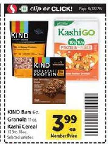 KIND Bars, Granola, Kashi Cereal