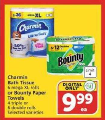 Charmin Bath Tissue or Bounty Paper Towels