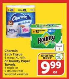 Charmin Bath Tissue or Bounty Paper Towels