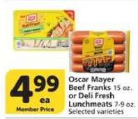 Oscar Mayer Beef Franks or Deli Fresh Lunchmeats
