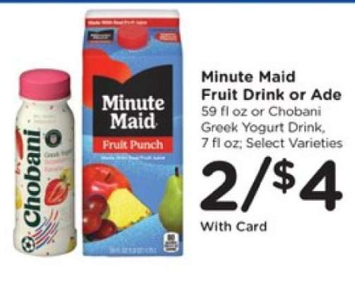 Minute Maid Fruit Drink or Ade
