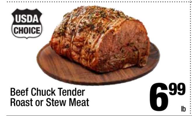 Beef Chuck Tender Roast or Stew Meat