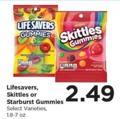 Lifesavers, Skittles or Starburst Gummies