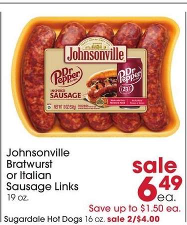 Johnsonville Bratwurst or Italian Sausage Links