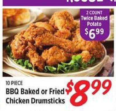 10 PIECE BBQ Baked or Fried Chicken Drumsticks