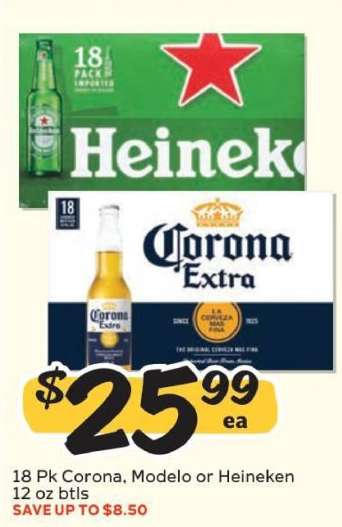 18 Pk Corona, Modelo or Heineken