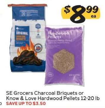 SE Grocers Charcoal Briquets or Know & Love Hardwood Pellets
