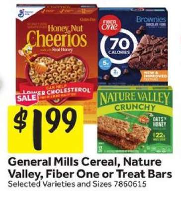 General Mills Cereal, Nature Valley, Fiber One or Treat Bars