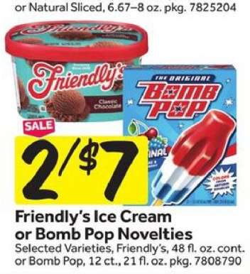 Friendly's Ice Cream or Bomb Pop Novelties