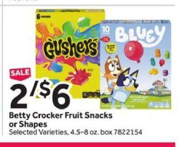 Betty Crocker Fruit Snacks or Shapes
