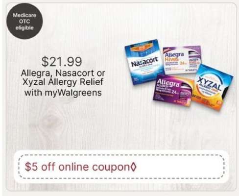 Allegra, Nasacort or Xyzal Allergy Relief