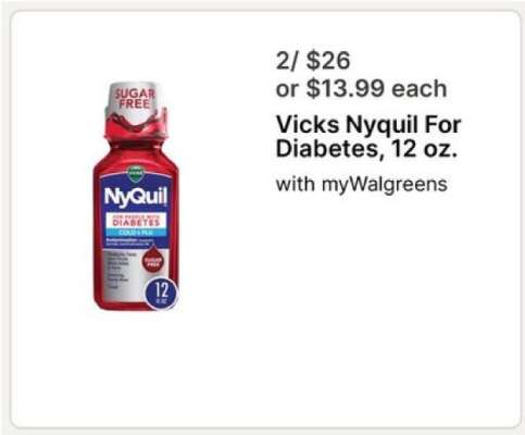 Vicks Nyquil For Diabetes, 12 oz.