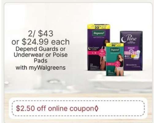 Depend Guards or Underwear or Poise Pads