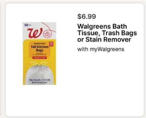 Walgreens Bath Tissue, Trash Bags or Stain Remover