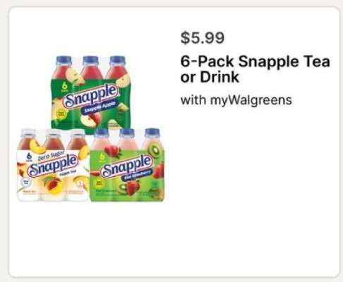 6-Pack Snapple Tea or Drink