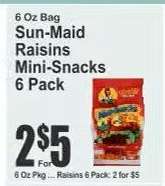 Sun-Maid Raisins Mini-Snacks 6 Pack