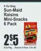 Sun-Maid Raisins Mini-Snacks 6 Pack