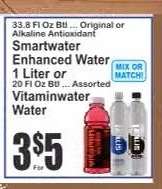 Smartwater Enhanced Water or Vitaminwater Water