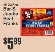 Bar S Jumbo Beef Franks