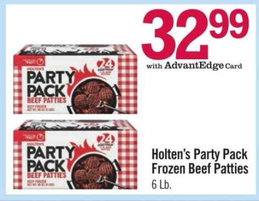 Holten's Party Pack Frozen Beef Patties