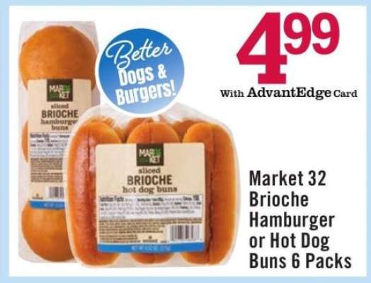 Market 32 Brioche Hamburger or Hot Dog Buns 6 Packs