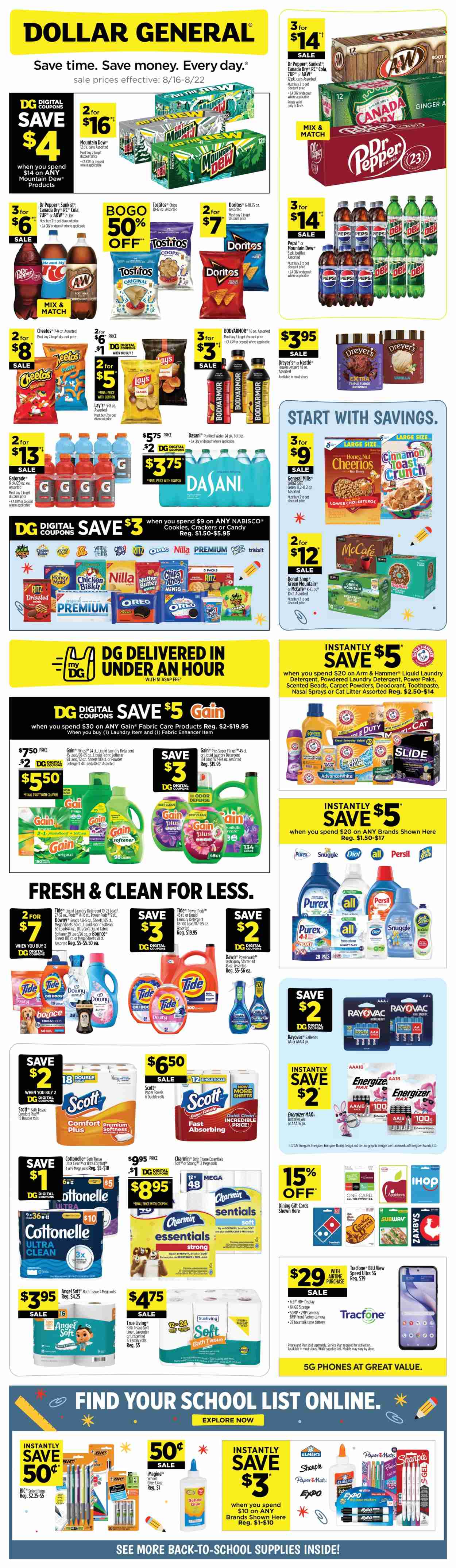 Dollar General ad  - 08.16.2026 - 08.22.2026. Page 1